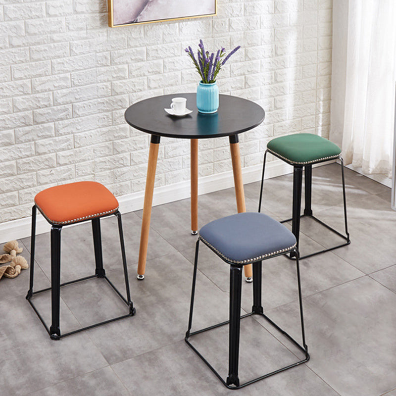 Modern Square Poof Solid Water Resistant Faux Leather Poof with Nailhead Trim