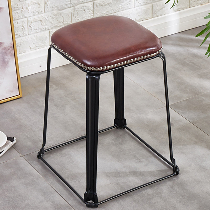 Modern Square Poof Solid Water Resistant Faux Leather Poof with Nailhead Trim