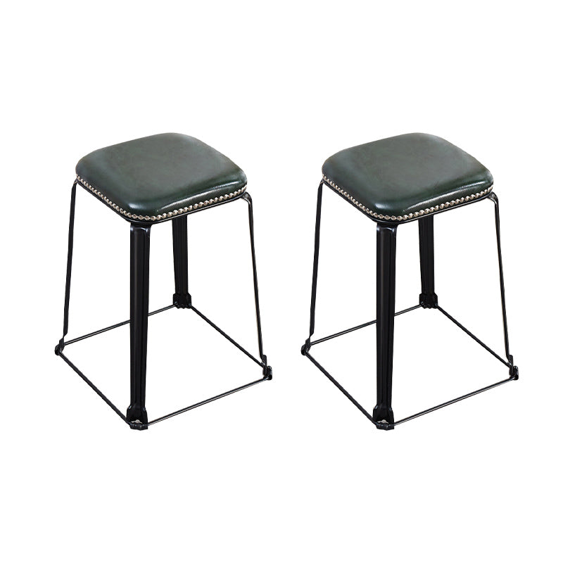 Modern Square Poof Solid Water Resistant Faux Leather Poof with Nailhead Trim