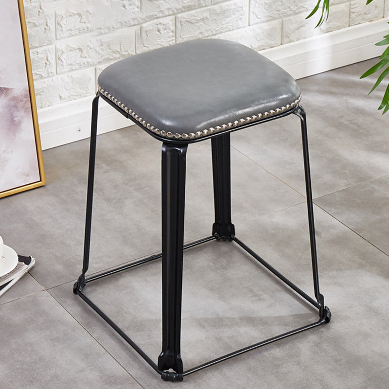 Modern Square Poof Solid Water Resistant Faux Leather Poof with Nailhead Trim