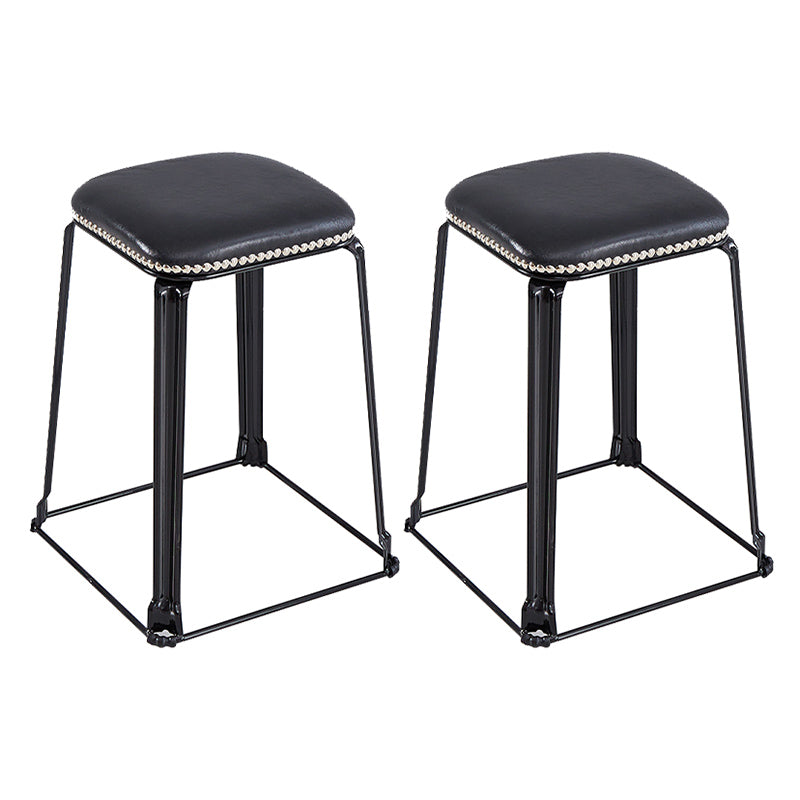 Modern Square Poof Solid Water Resistant Faux Leather Poof with Nailhead Trim