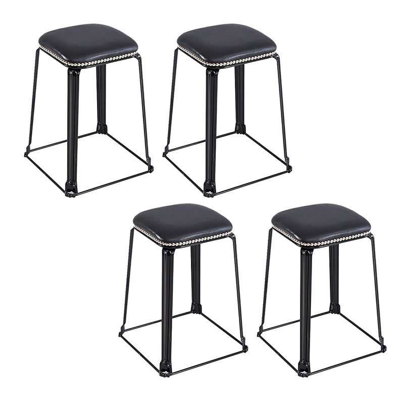 Modern Square Poof Solid Water Resistant Faux Leather Poof with Nailhead Trim