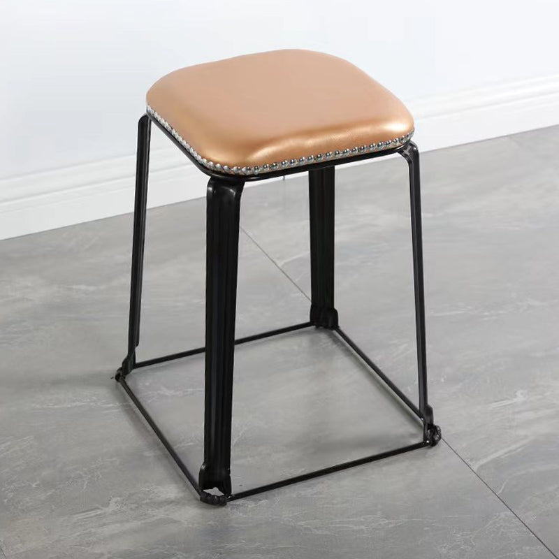 Modern Square Poof Solid Water Resistant Faux Leather Poof with Nailhead Trim