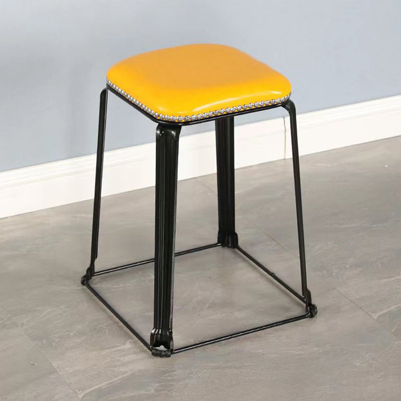 Modern Square Poof Solid Water Resistant Faux Leather Poof with Nailhead Trim