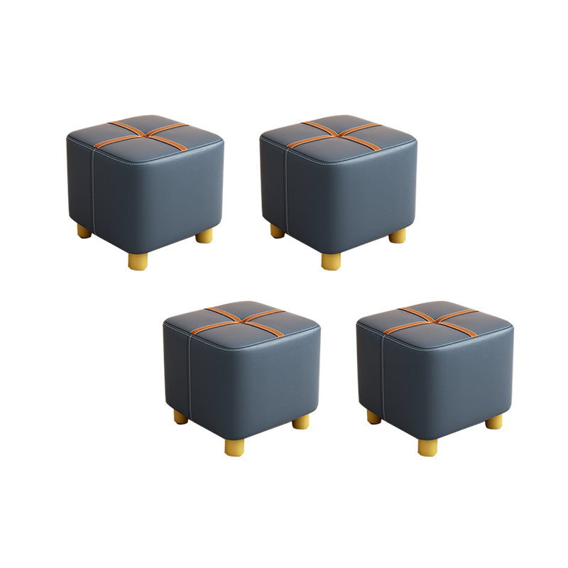 Fabric Pouf Ottoman Contrast Stripe Square Stain Resistant Modern Ottoman