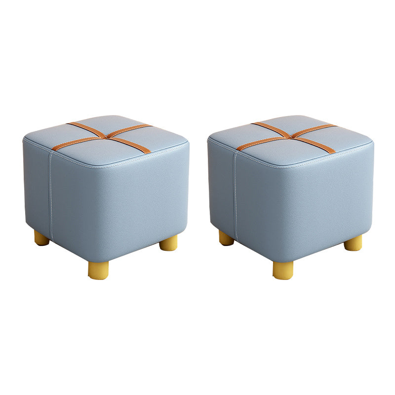 Fabric Pouf Ottoman Contrast Stripe Square Stain Resistant Modern Ottoman