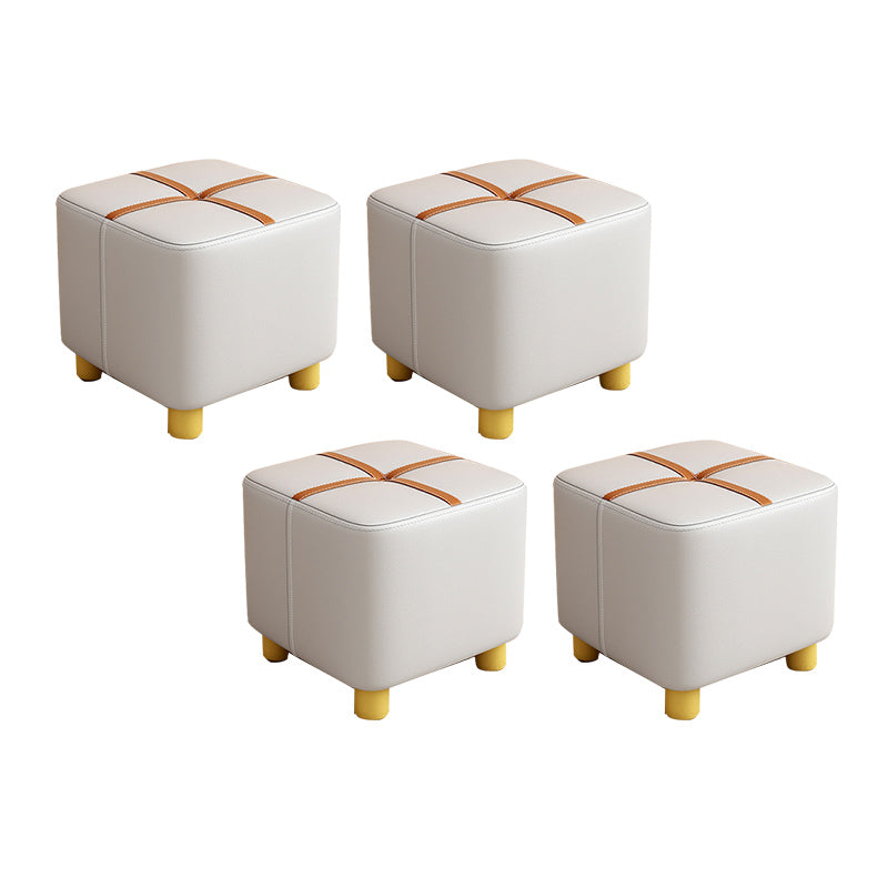 Fabric Pouf Ottoman Contrast Stripe Square Stain Resistant Modern Ottoman