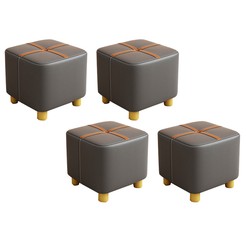 Fabric Pouf Ottoman Contrast Stripe Square Stain Resistant Modern Ottoman