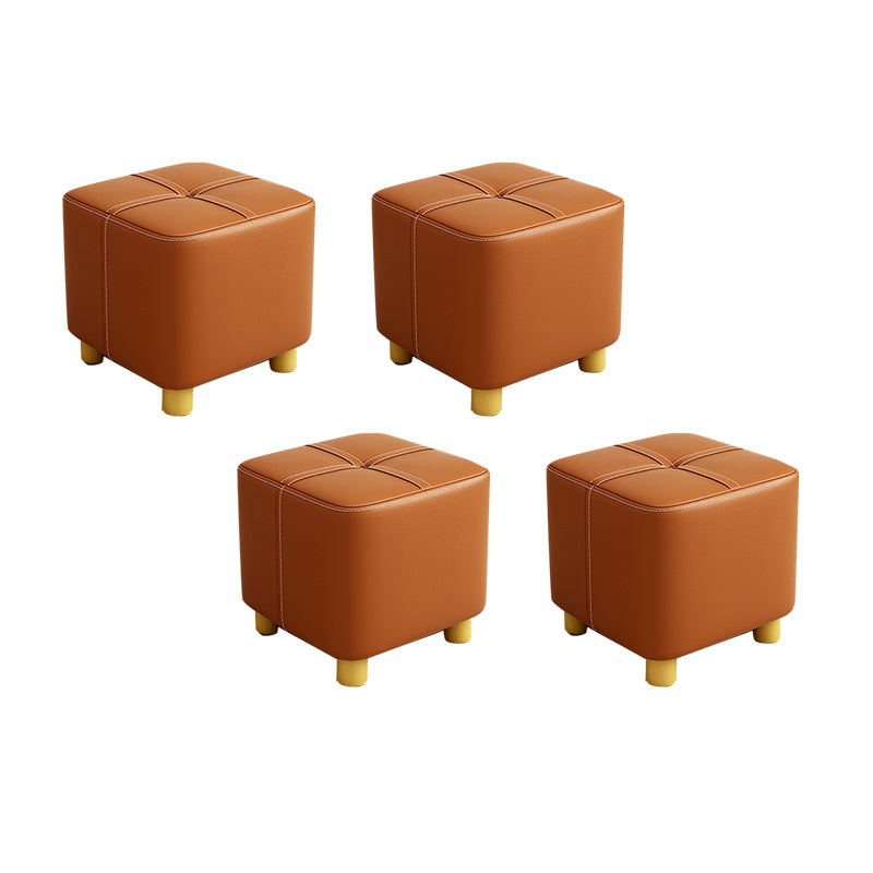 Fabric Pouf Ottoman Contrast Stripe Square Stain Resistant Modern Ottoman