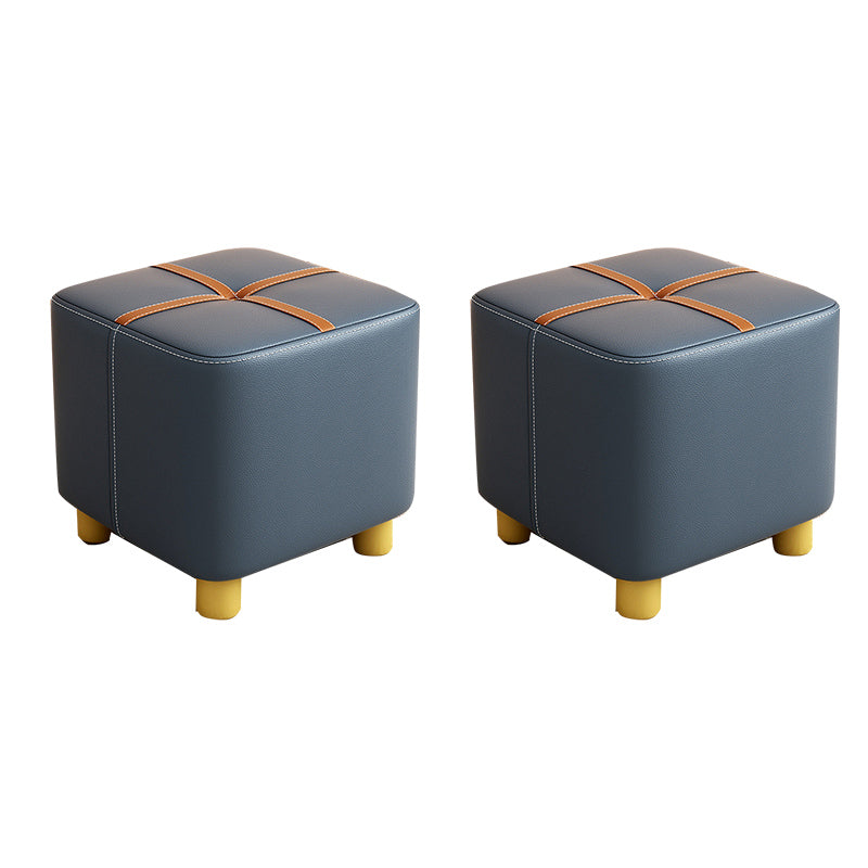 Fabric Pouf Ottoman Contrast Stripe Square Stain Resistant Modern Ottoman