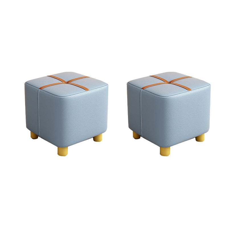 Fabric Pouf Ottoman Contrast Stripe Square Stain Resistant Modern Ottoman