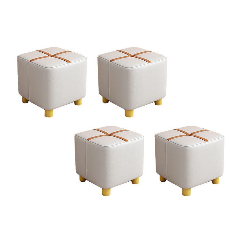 Fabric Pouf Ottoman Contrast Stripe Square Stain Resistant Modern Ottoman