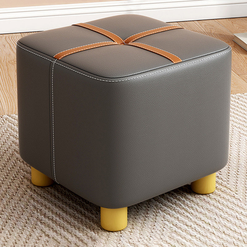Fabric Pouf Ottoman Contrast Stripe Square Stain Resistant Modern Ottoman