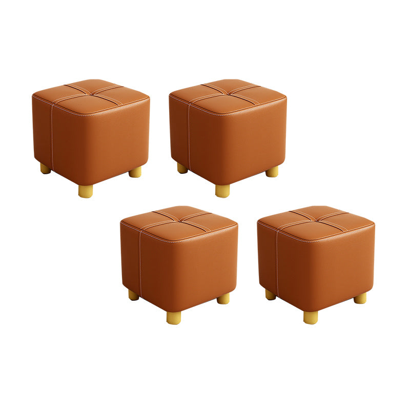 Fabric Pouf Ottoman Contrast Stripe Square Stain Resistant Modern Ottoman