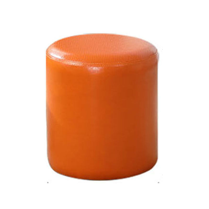 Orange Modern Pouf Water Resistant Solid Color Round Pouf for Drawing Room