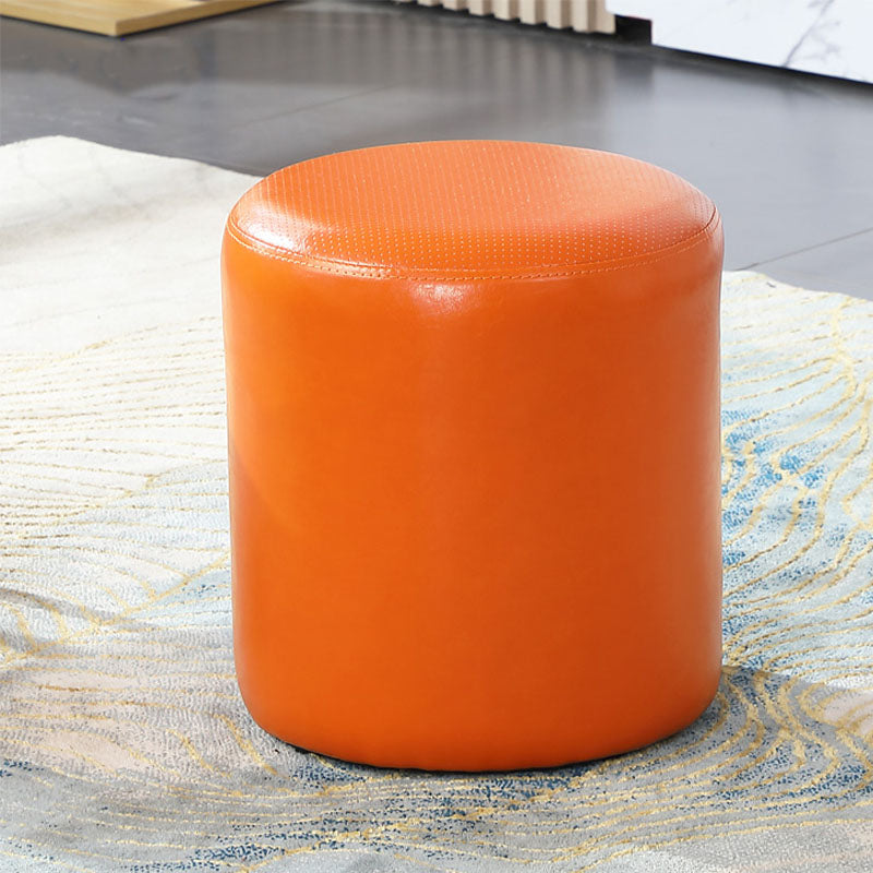 Orange Modern Pouf Water Resistant Solid Color Round Pouf for Drawing Room