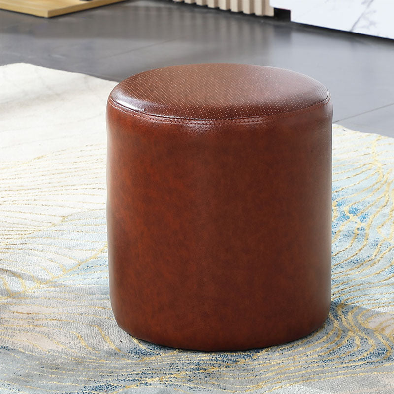 Orange Modern Pouf Water Resistant Solid Color Round Pouf for Drawing Room