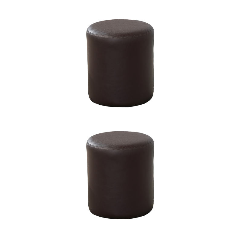 Orange Modern Pouf Water Resistant Solid Color Round Pouf for Drawing Room