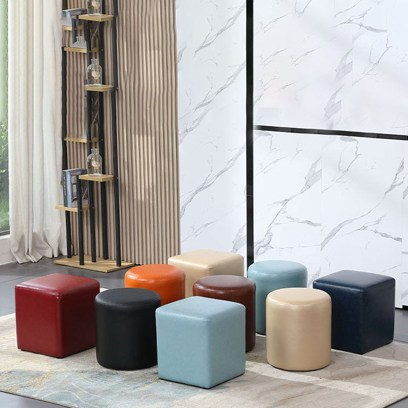 Orange Modern Pouf Water Resistant Solid Color Round Pouf for Drawing Room