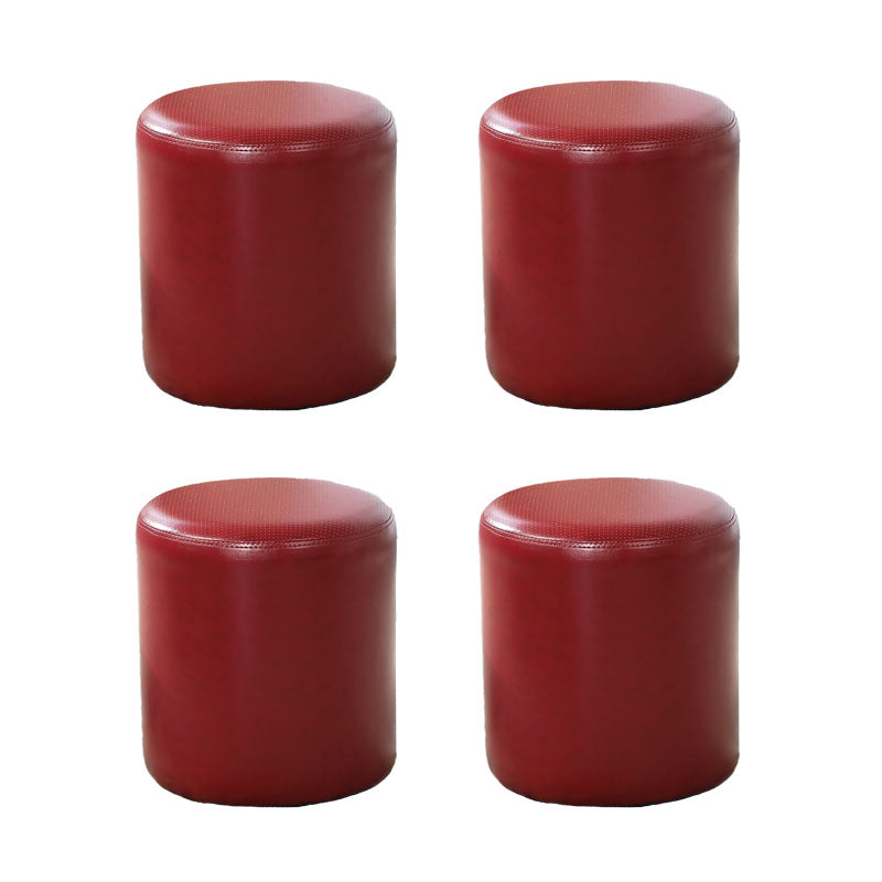 Orange Modern Pouf Water Resistant Solid Color Round Pouf for Drawing Room