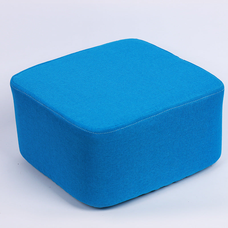 Contemporary Pouf Ottoman Fabric Upholstered Tear Resistant Square Ottoman