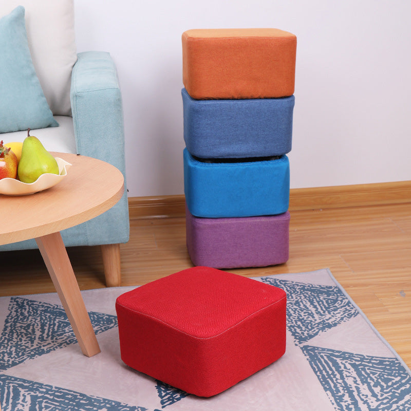 Contemporary Pouf Ottoman Fabric Upholstered Tear Resistant Square Ottoman