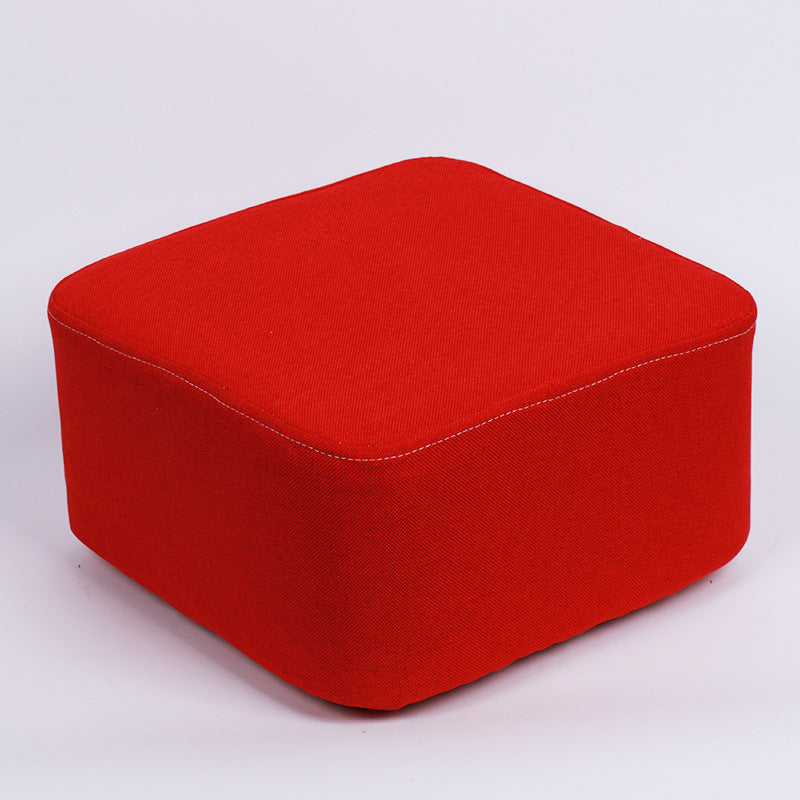 Contemporary Pouf Ottoman Fabric Upholstered Tear Resistant Square Ottoman
