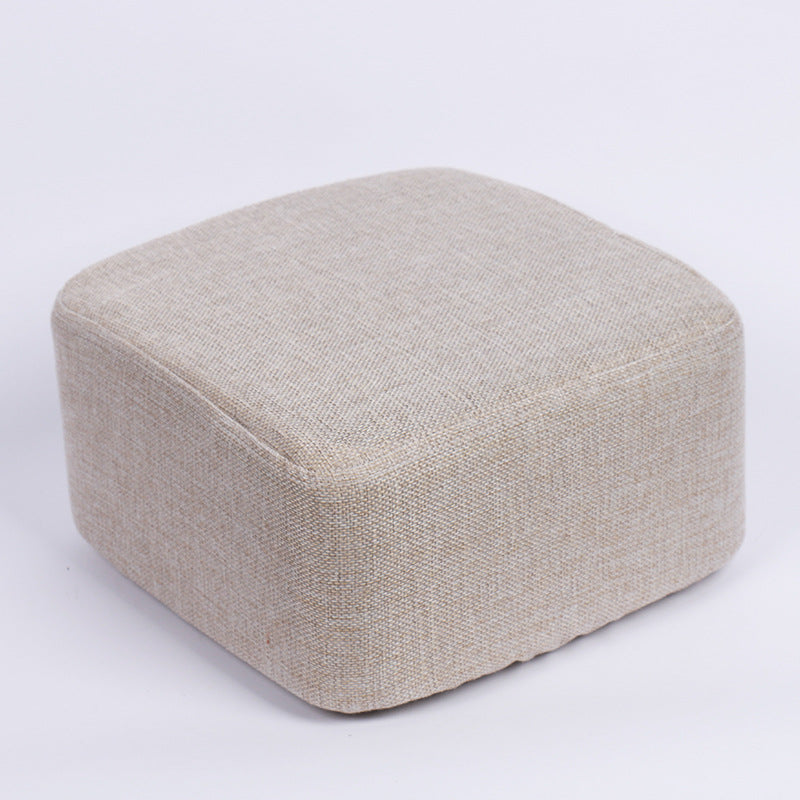 Contemporary Pouf Ottoman Fabric Upholstered Tear Resistant Square Ottoman