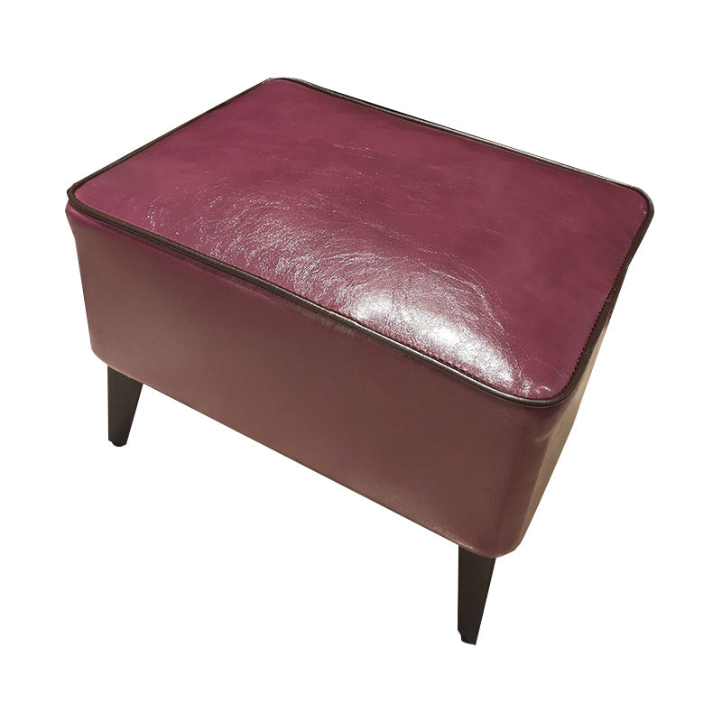 Mid-Century Modern Pouf Ottoman Faux Leather Upholstered Rectangle Ottoman with Chair Legs