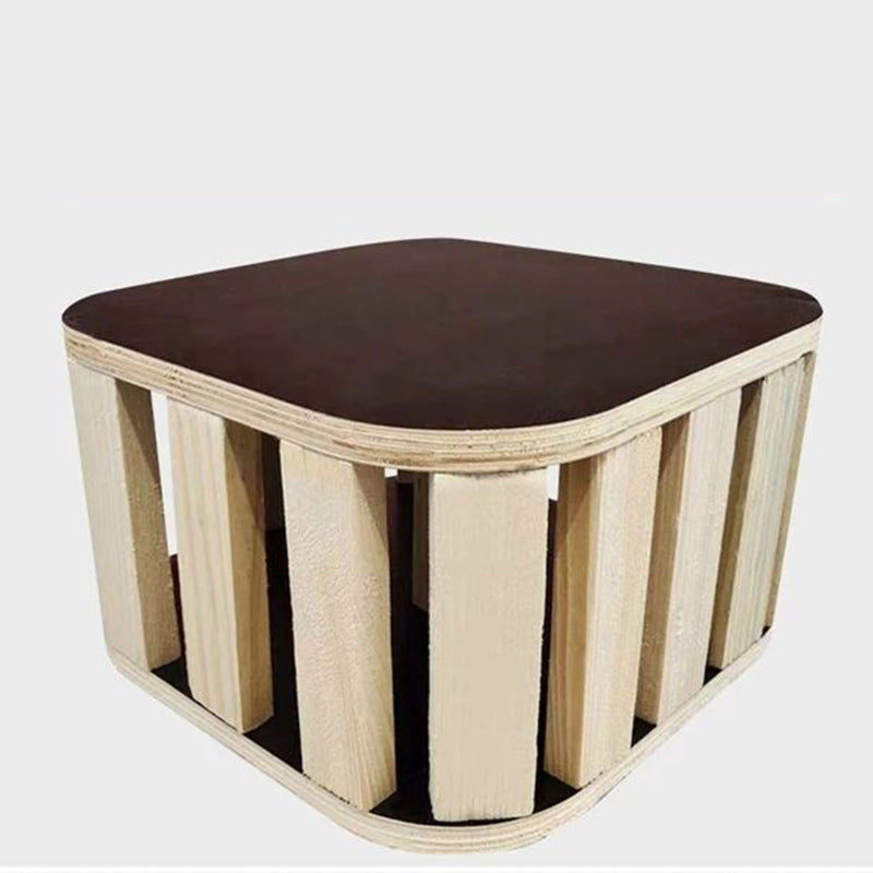 Mid-Century Modern Pouf Ottoman Faux Leather Upholstered Rectangle Ottoman with Chair Legs