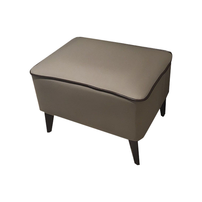 Mid-Century Modern Pouf Ottoman Faux Leather Upholstered Rectangle Ottoman with Chair Legs