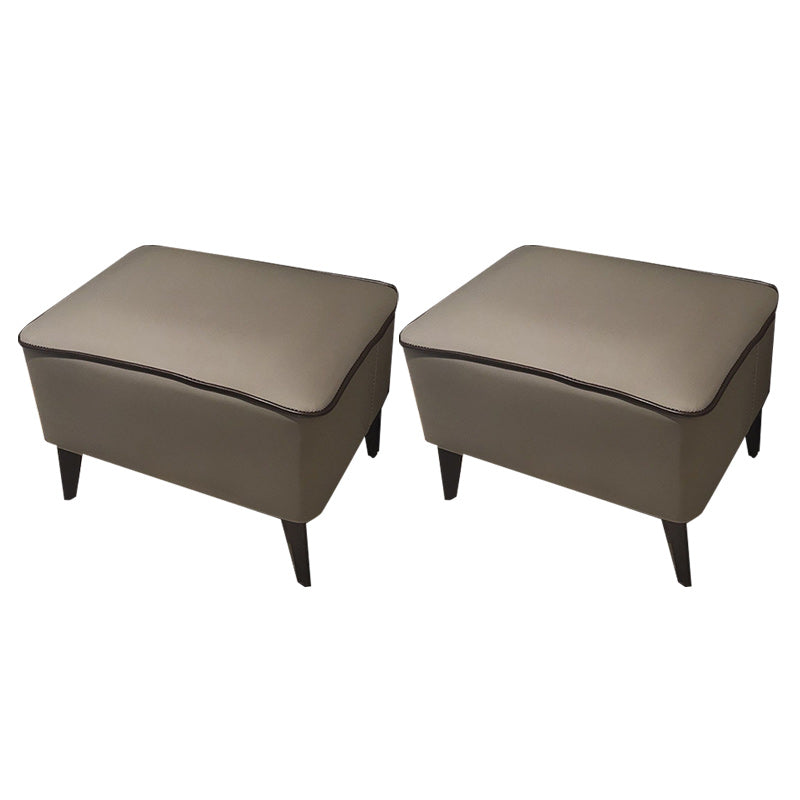 Mid-Century Modern Pouf Ottoman Faux Leather Upholstered Rectangle Ottoman with Chair Legs