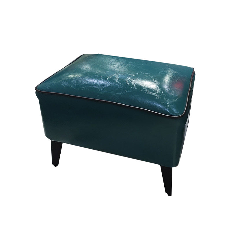 Mid-Century Modern Pouf Ottoman Faux Leather Upholstered Rectangle Ottoman with Chair Legs