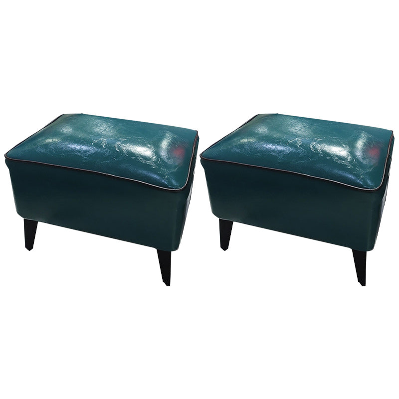 Mid-Century Modern Pouf Ottoman Faux Leather Upholstered Rectangle Ottoman with Chair Legs