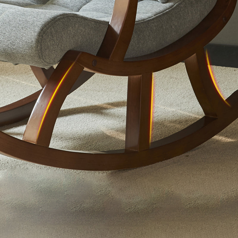 Mid-Century Modern Rocking Chair Fabric Upholstered Tufted Solid Color Porch Rocking Chair