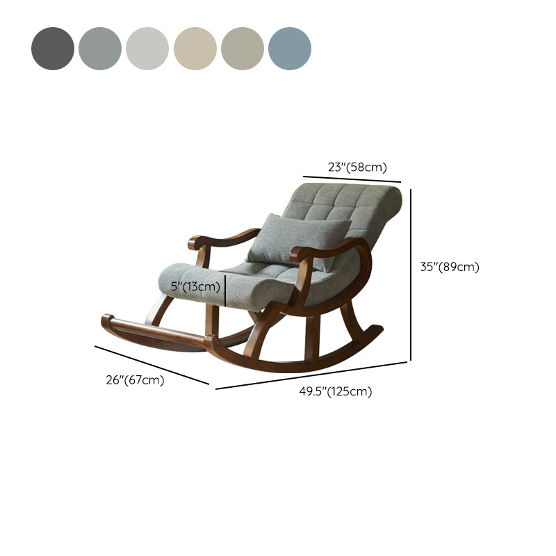 Mid-Century Modern Rocking Chair Fabric Upholstered Tufted Solid Color Porch Rocking Chair