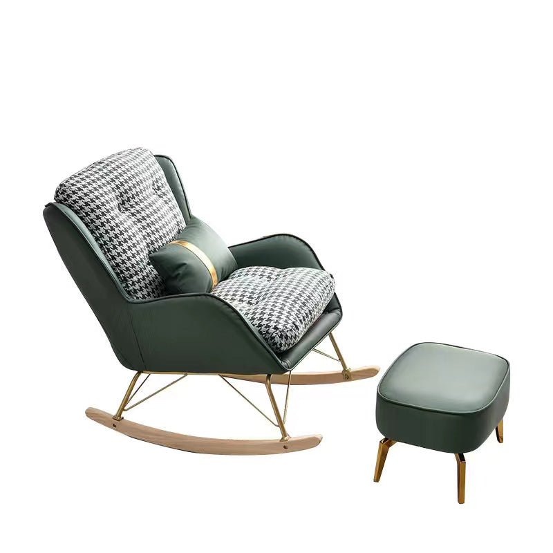 Modern Upholstered Rocker Chair Metal Frame Spindle Rocker Chair for Living Room