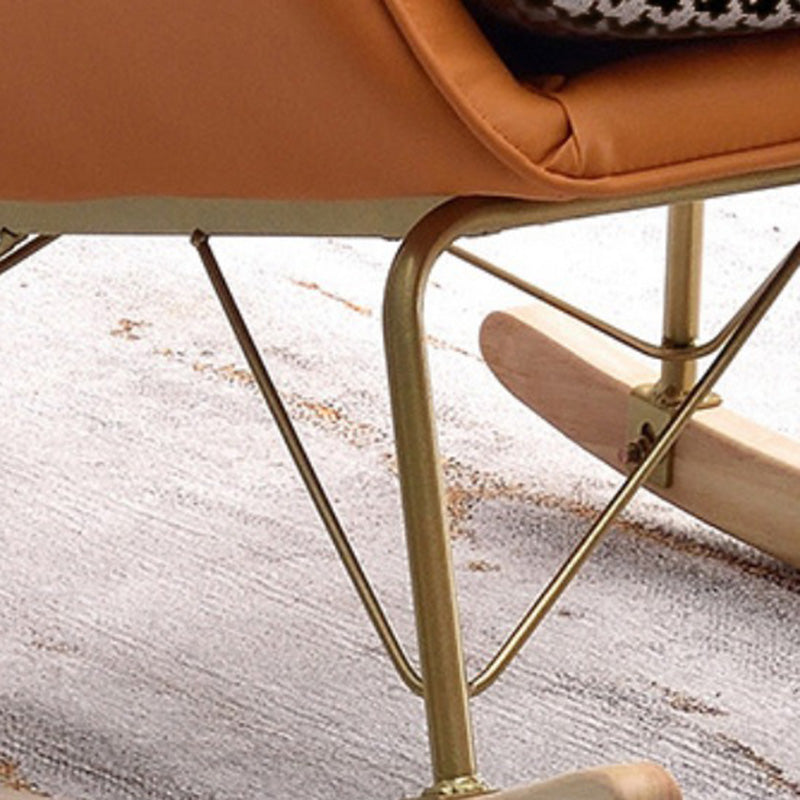 Modern Upholstered Rocker Chair Metal Frame Spindle Rocker Chair for Living Room