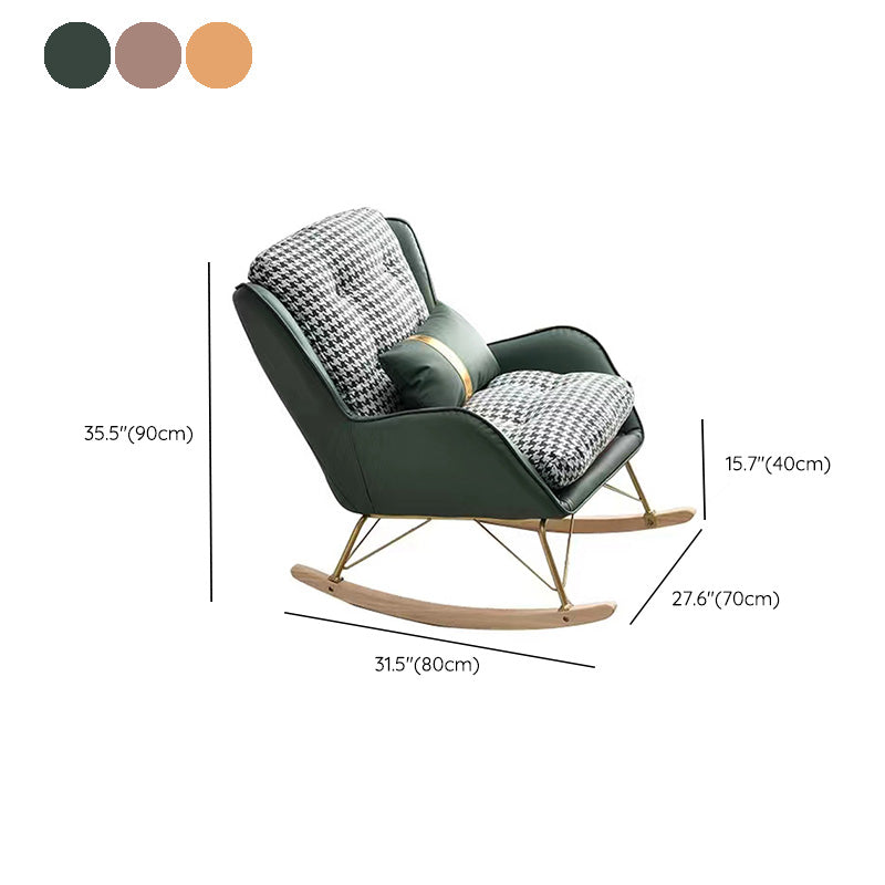 Modern Upholstered Rocker Chair Metal Frame Spindle Rocker Chair for Living Room