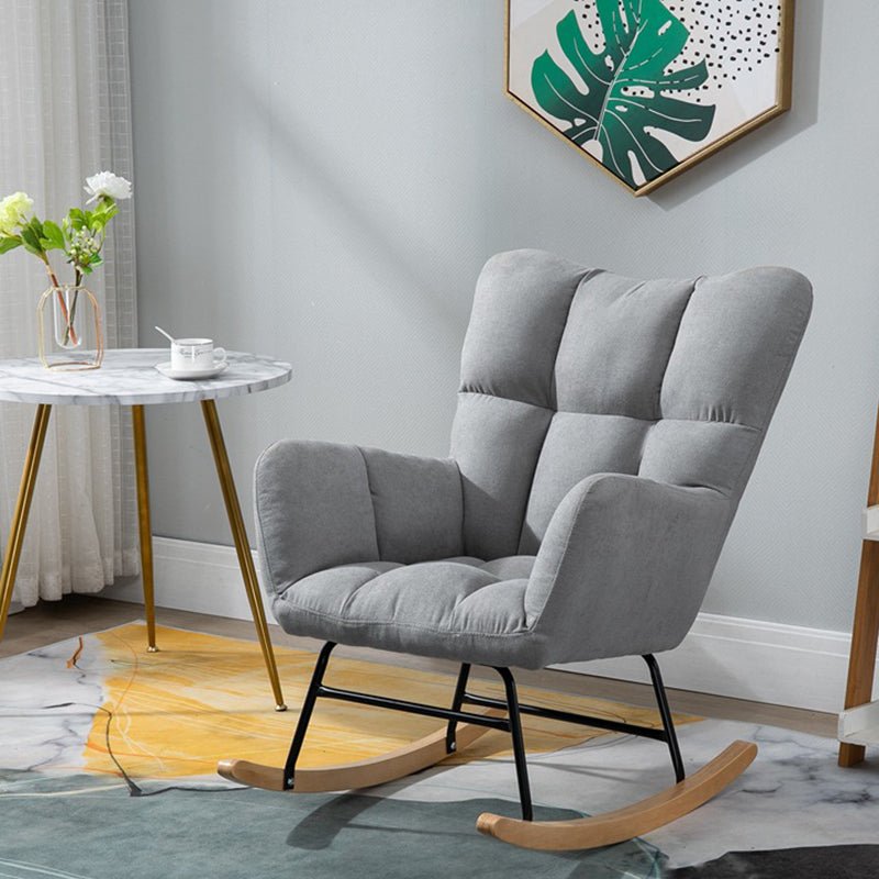 Modern Upholstered Rocking Chair Wingback Rocker Chair for Living Room