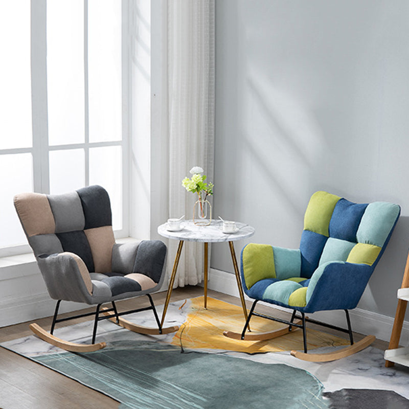 Modern Upholstered Rocking Chair Wingback Rocker Chair for Living Room