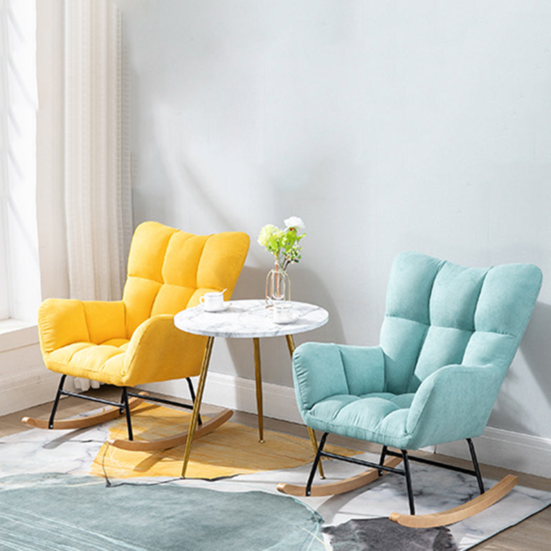 Modern Upholstered Rocking Chair Wingback Rocker Chair for Living Room