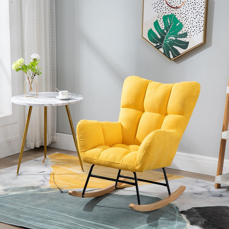 Modern Upholstered Rocking Chair Wingback Rocker Chair for Living Room