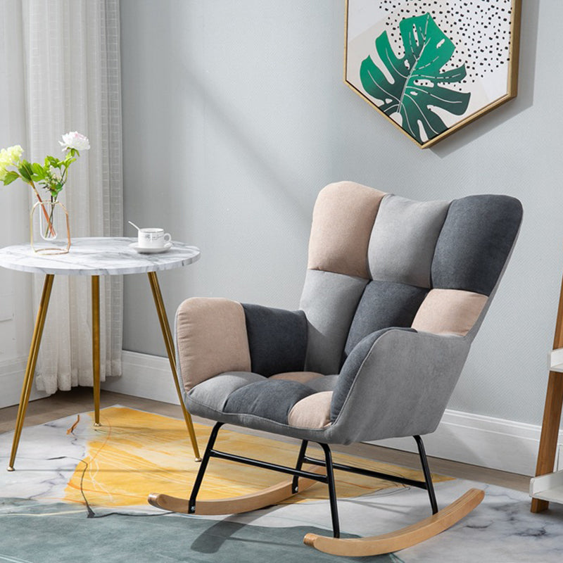 Modern Upholstered Rocking Chair Wingback Rocker Chair for Living Room