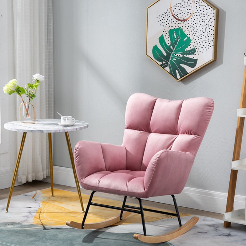 Modern Upholstered Rocking Chair Wingback Rocker Chair for Living Room