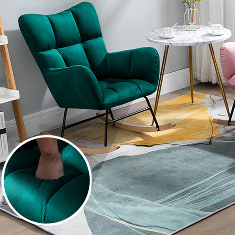 Modern Upholstered Rocking Chair Wingback Rocker Chair for Living Room