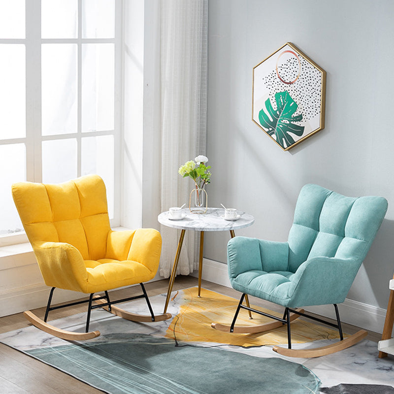 Modern Upholstered Rocking Chair Wingback Rocker Chair for Living Room