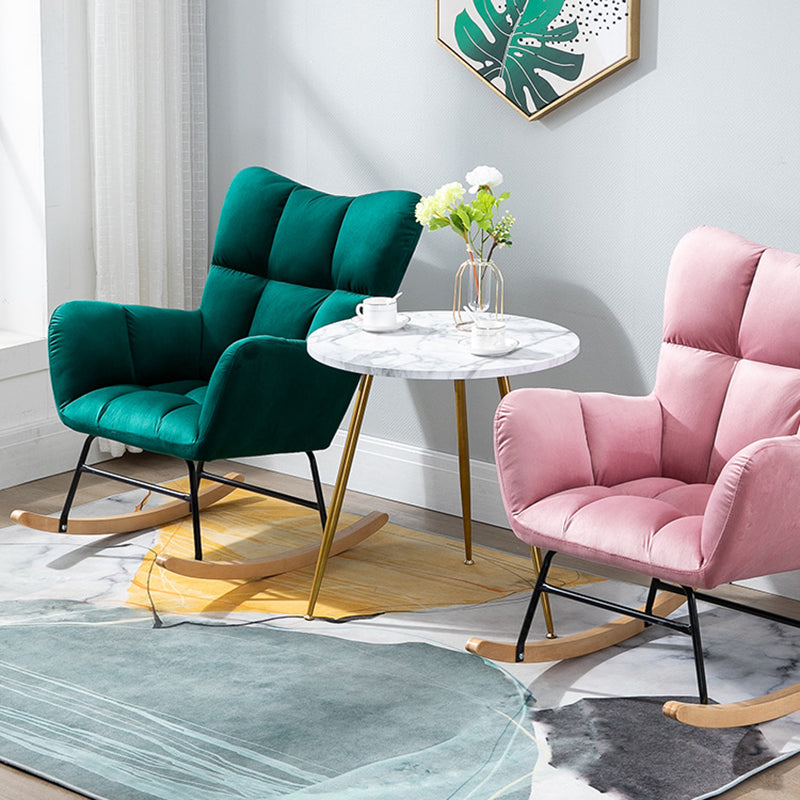 Modern Upholstered Rocking Chair Wingback Rocker Chair for Living Room