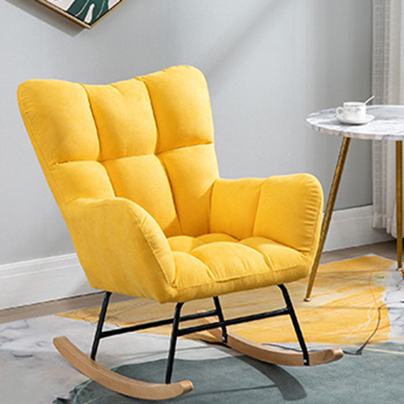 Modern Upholstered Rocking Chair Wingback Rocker Chair for Living Room