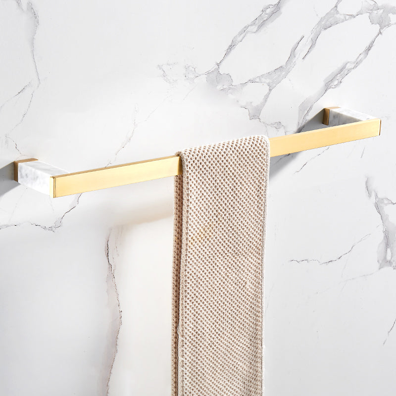 Metal and Marble Bathroom Accessory as Individual or as a Set in Gold